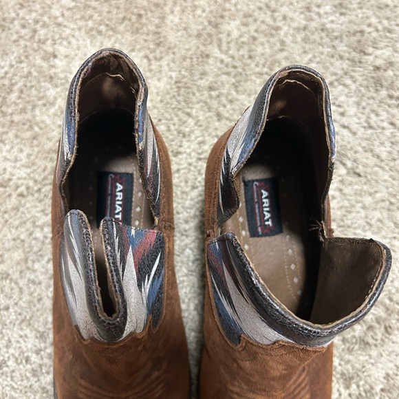 Ariat Women's Brown Western Ankle Boots Sz 10 Like New - Picture 3 of 6